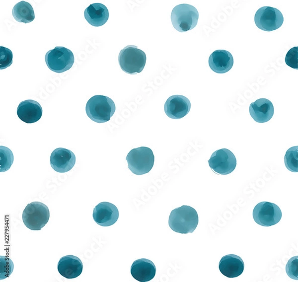 Fototapeta Vector watercolor circles seamless pattern (tiled). Retro hand drawn circles ornament. Round shapes pattern. Round shapes. Painted ornament. Grunge colorful rounds shapes.