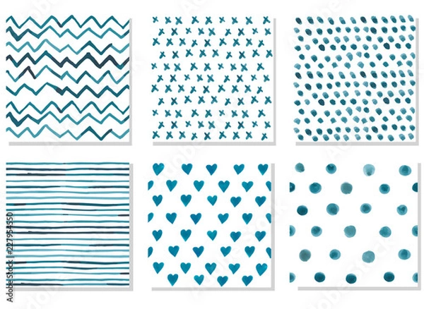 Fototapeta Set of vector waterlocor seamless pattern. Endless texture can be used for wallpaper, pattern fills, web page background,surface textures. Set of handdrawn geometric ornaments.
