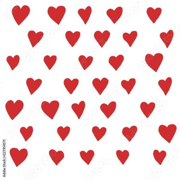 Fototapeta Vector handdrawn heart seamless pattern (tiled). Retro hand drawn ornament..