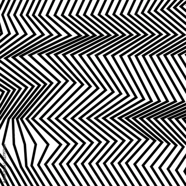 Fototapeta Abstract black and white striped background. Geometric pattern with visual distortion effect. Optical illusion. Op art.