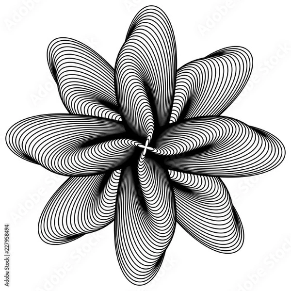 Obraz Abstract black and white circular pattern. Geometric pattern with visual distortion effect. Optical illusion. Op art. Guilloche for money, certificates, diplomas.