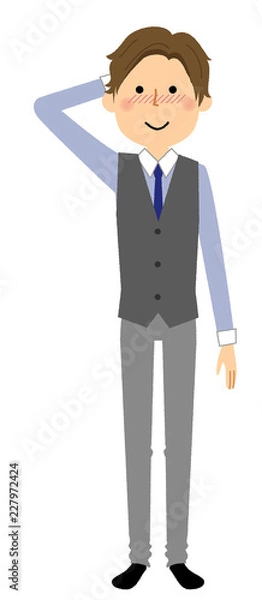 Fototapeta 若い男性　照れる