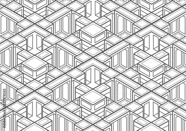 Fototapeta Techniczny rysunek izometryczny. Wzór kostki, izometryczne tło, ilustracji wektorowych