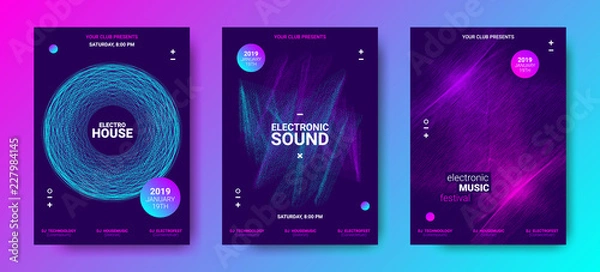 Fototapeta Electronic Music Posters with Sound Amplitude.