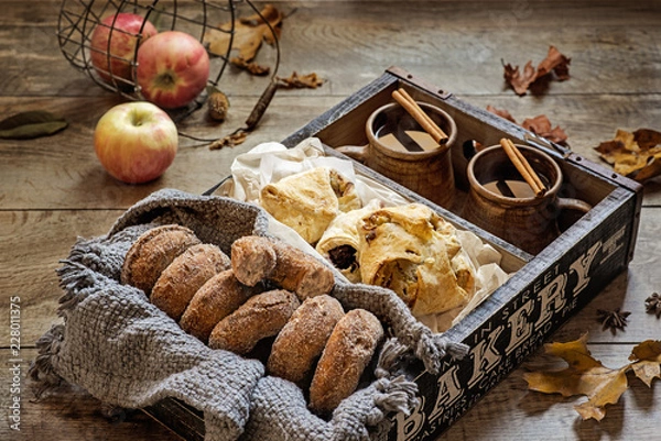Obraz Apple pastries and drinks