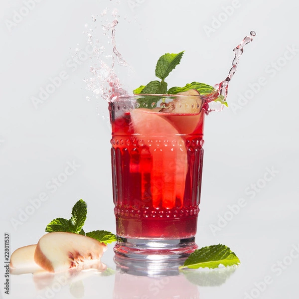 Obraz Red Fruit Drink with Peaches