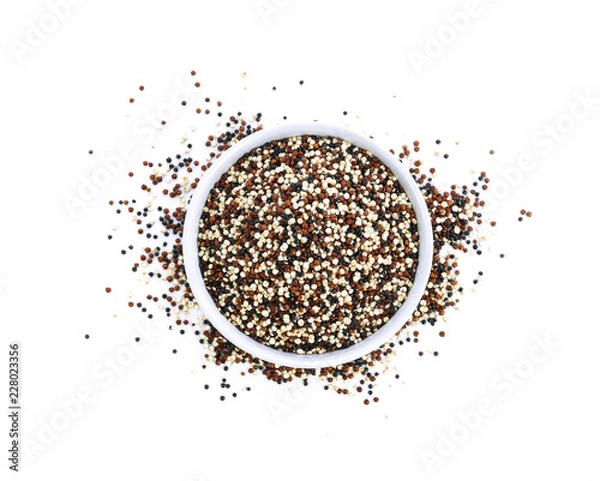 Fototapeta mixed quinoa seeds on white background