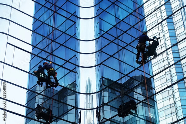 Obraz 窓の清掃、青い空に浮かぶ忍者！