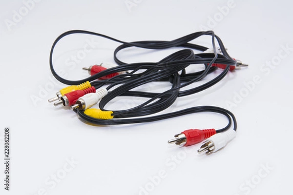 Obraz Multicolored computer cable isolated on white background