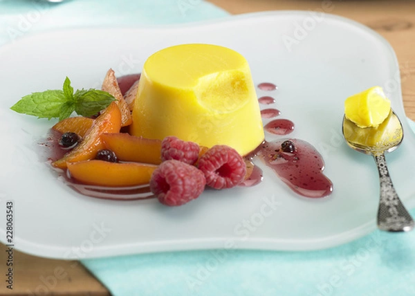 Obraz Panna Cotta con Frutta