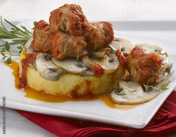 Obraz Polenta Polpette e Funghi