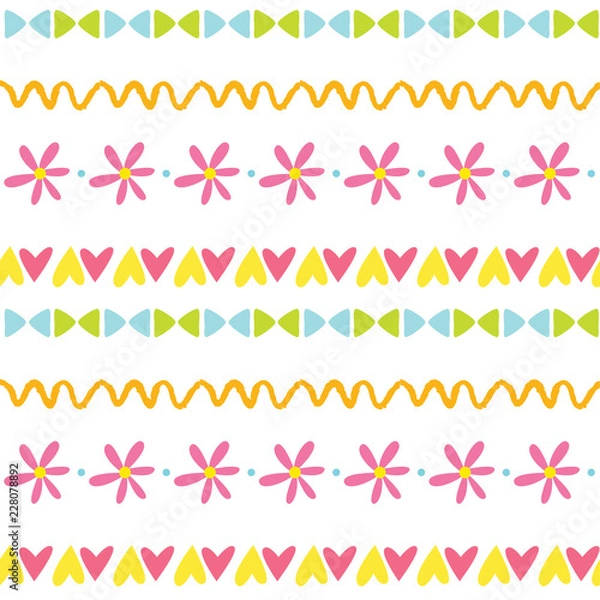 Fototapeta Cute hand drawn seamless boho style pattern