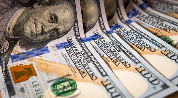 Obraz Hundred dollar banknotes