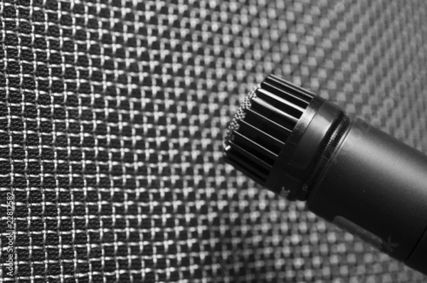 Obraz Microphone closeup against speaker