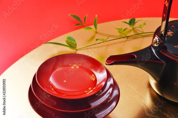 Obraz 祝い酒を朱盃で一献