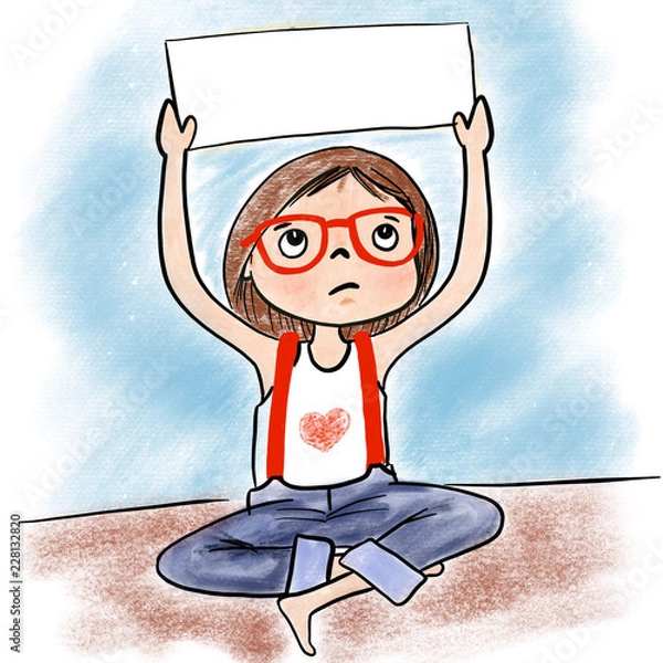 Obraz little girl with glasses sitting