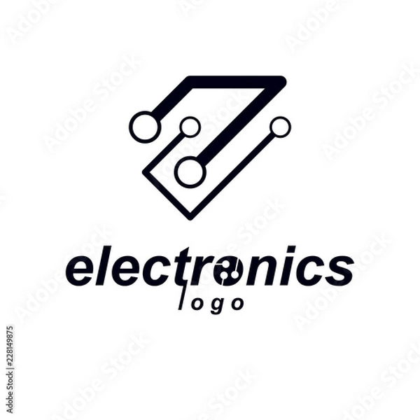Fototapeta Płytka drukowana wektor, abstrakcja technologii cyfrowych. Schemat mikroprocesora komputerowego, futurystyczny design. Logo komunikacji nowoczesnej technologii.