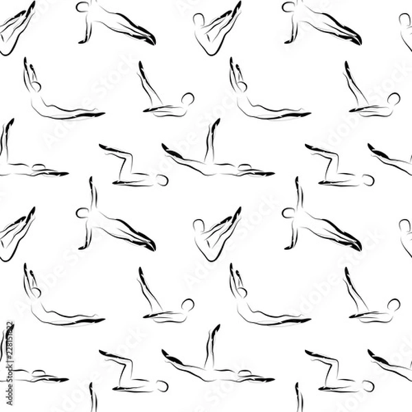 Obraz Pilates poses seamless vector pattern