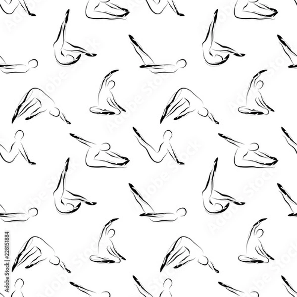Obraz Pilates poses seamless vector pattern