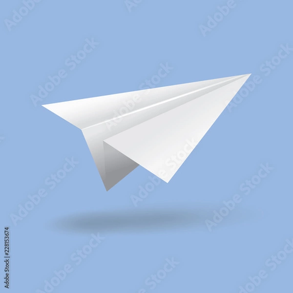 Obraz Origami paper airplane on blue background. Vector illustration. 