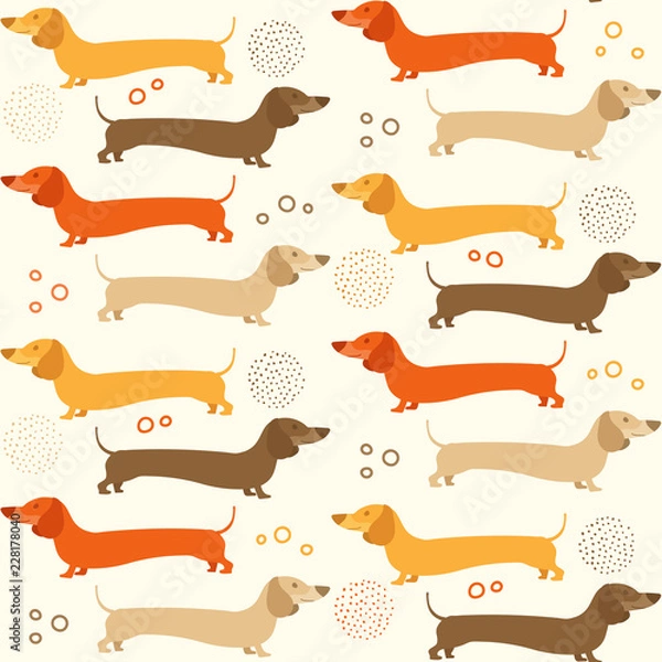 Obraz Dachshound seamless pattern - doxie background design