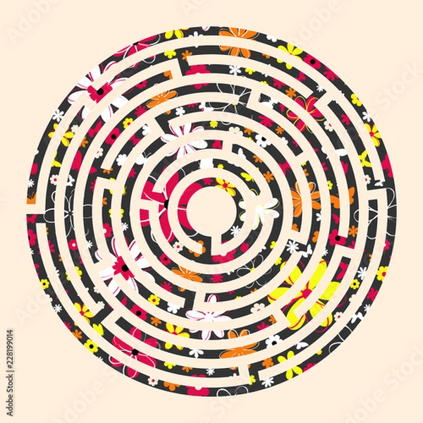 Fototapeta Labyrinth, game, entertainment, puzzle, Vector Image	