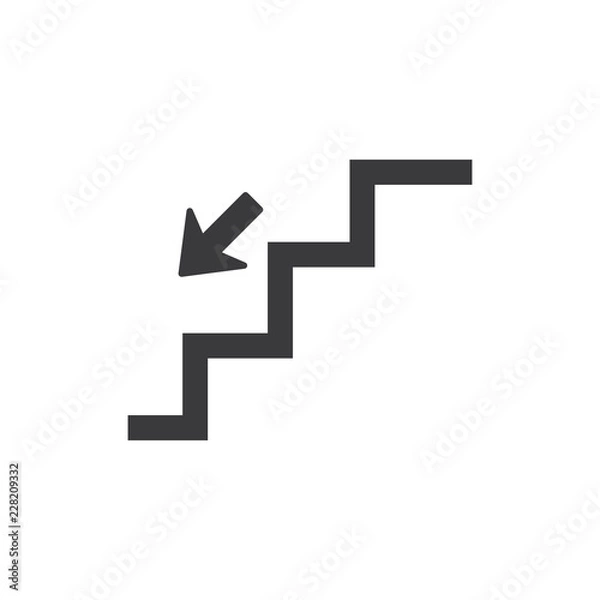 Obraz Stairs down vector icon