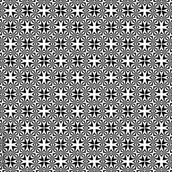Fototapeta elegant black and white geometric repeating pattern of cool stars in circular motion for backgrounds, backdrops, wallpapers, textiles , fabric and classic surface designs. pattern swatch at Ai file