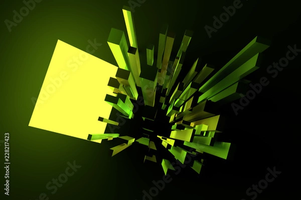 Fototapeta Abstract colorful lighting, pillar block or shapre. Wallpaper for graphic design. 3D rendering.