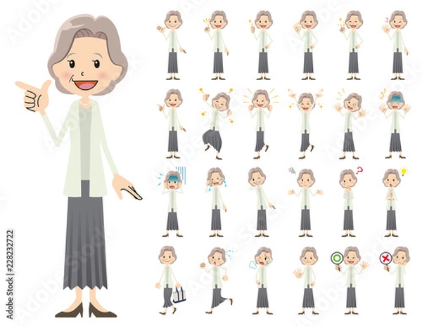 Fototapeta female charactor set. Various poses and emotions.