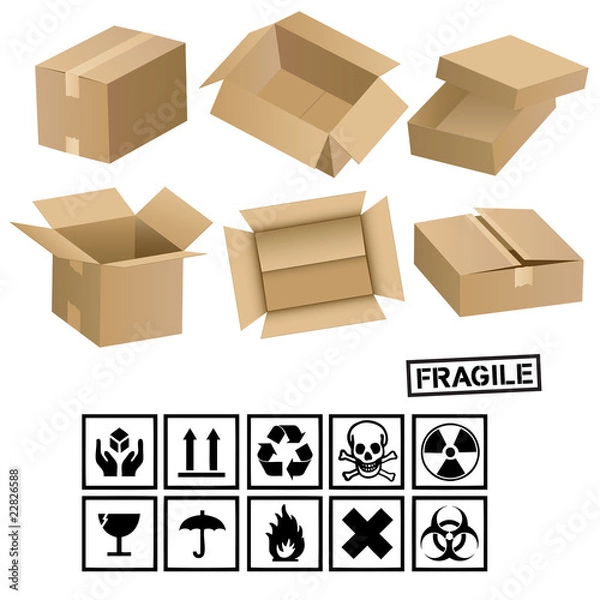 Fototapeta Cargo boxes and signs