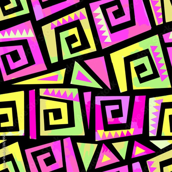 Obraz Graffiti sportswear print, youth seamless pattern, bright dynamic geometric motif