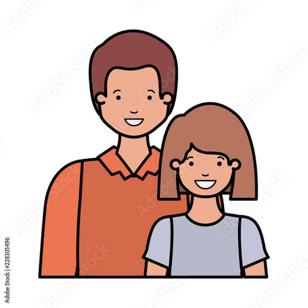 Fototapeta father and daughter smiling avatar character