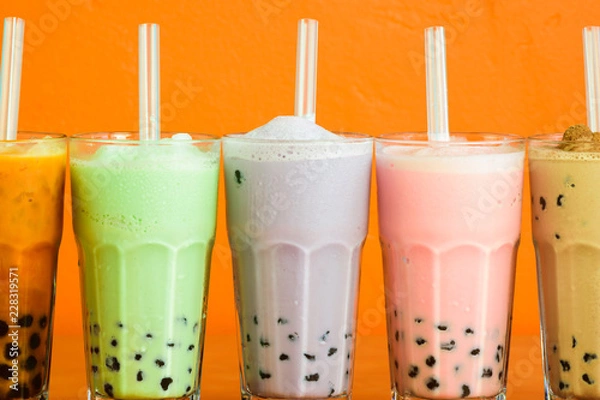 Obraz Milk bubble tea with tapioca balls.