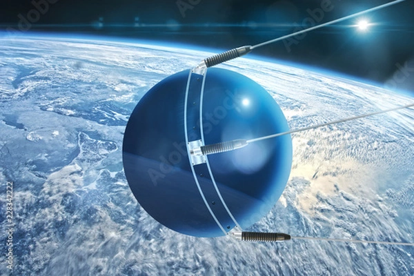 Obraz sputnik zbliża się do ziemi