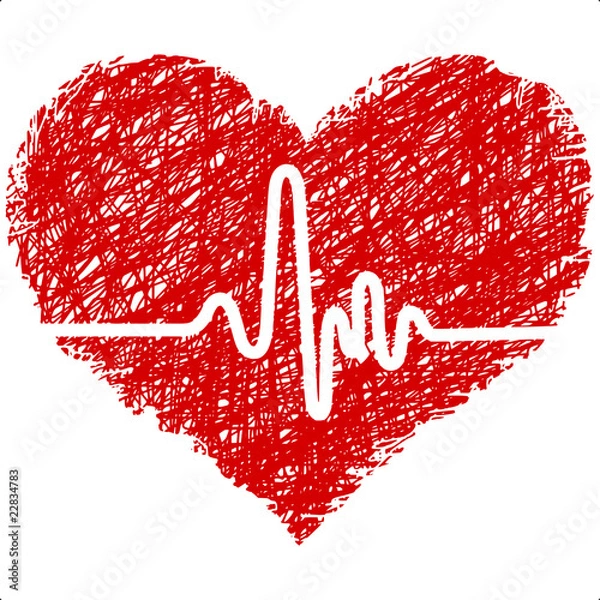 Obraz heart with cardiogram