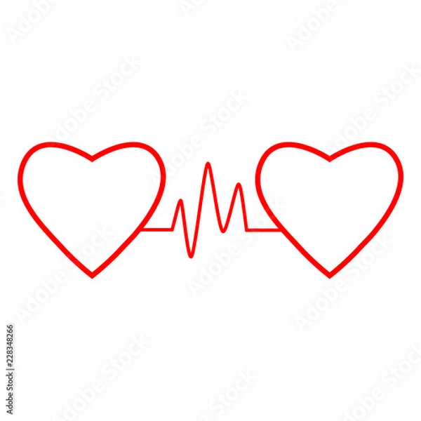 Fototapeta Cardio, heart, heart beat icon. Vector illustration, flat design.