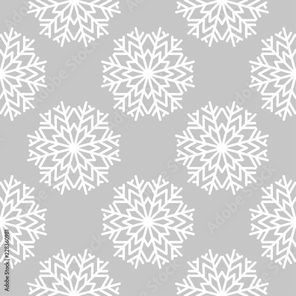 Fototapeta Snowflakes. Seamless pattern. White and gray winter ornament