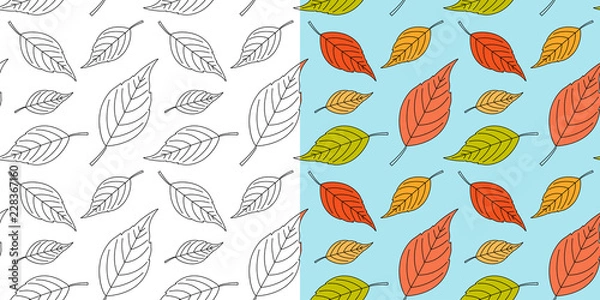 Fototapeta Autumn leaf seamless pattern. Fall leaves texture. Seasonal background with leaf pattern. Swatches with autumn leaves. Fall season decoration. Vector