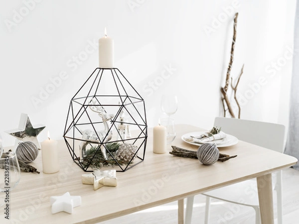 Obraz Table decorated for Christmas.