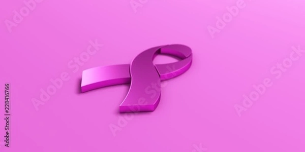 Fototapeta Pink Ribbon in Light Pink background. 3D Render illustration