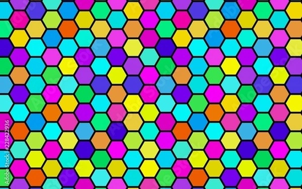 Fototapeta Honeycomb many color, multicolored. Isometric geometry. 3D illustration