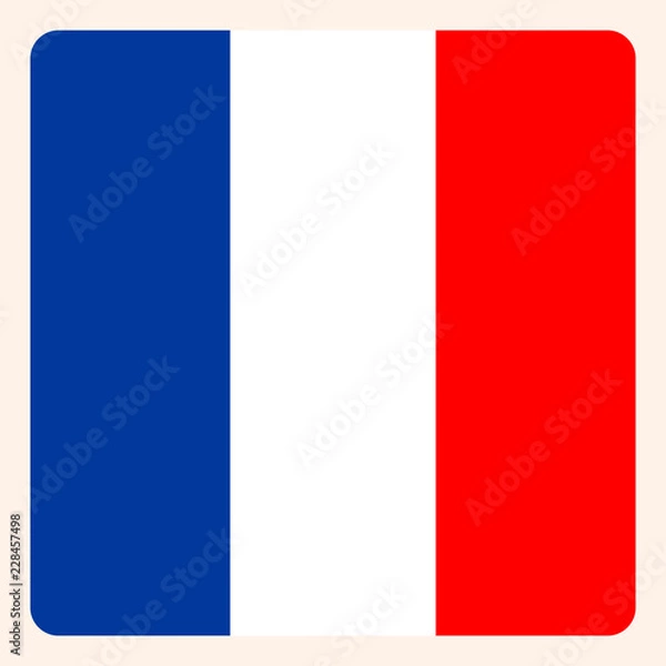 Fototapeta  French square flag button, social media communication sign, business icon.