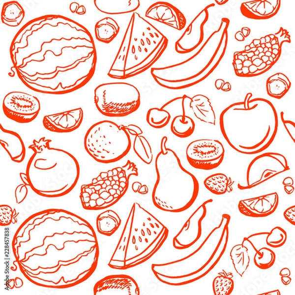 Fototapeta Seamless pattern with fruits vector