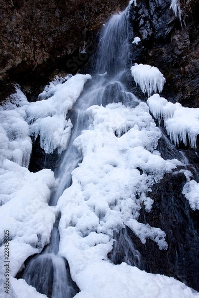 Fototapeta 凍結した滝と雪