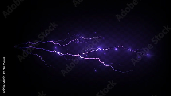 Obraz Realistic purple lightning bolt