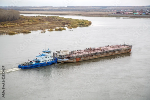 Obraz river barge towing
