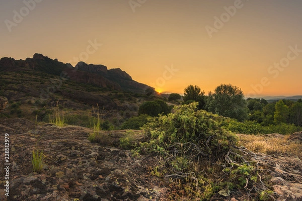 Fototapeta Coucher de soleil roquer de roquebrune