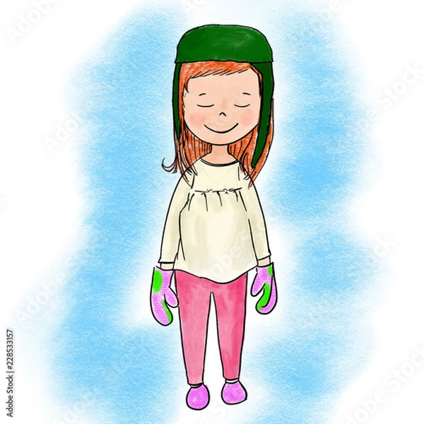 Obraz girl in green hat