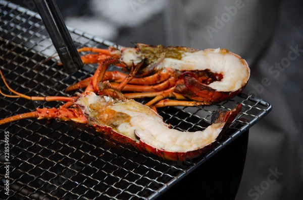 Fototapeta 伊勢海老の炭火焼き